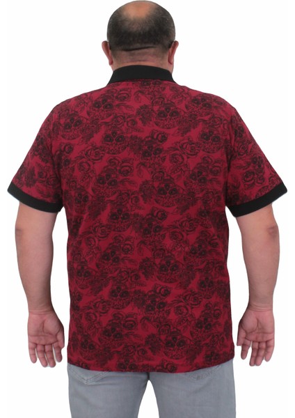 Erkek Büyük Beden Polo Yaka Tişört Skull 24454 Bordo fiyatları