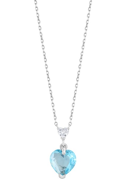 Blue London Topaz 925 Ayar Beyaz Renk Gümüş Kolye fiyatları