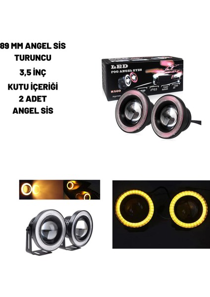 Renault Symbol 2010 Uyumlu 89 mm Angel Sis Beyaz Turuncu 3.5 Inç 12/24 Volt (2 Adet)