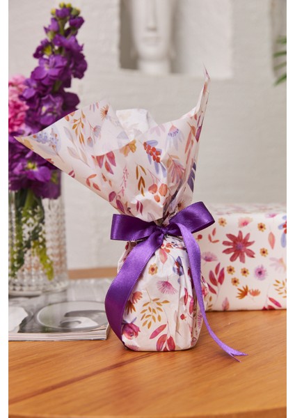 Hediye Paketleme Kağıdı Yetişkin Eşya Paketleme 50 Adet Özel Yaz Gülleri Baskılı Pelur 48 x 68 cm
