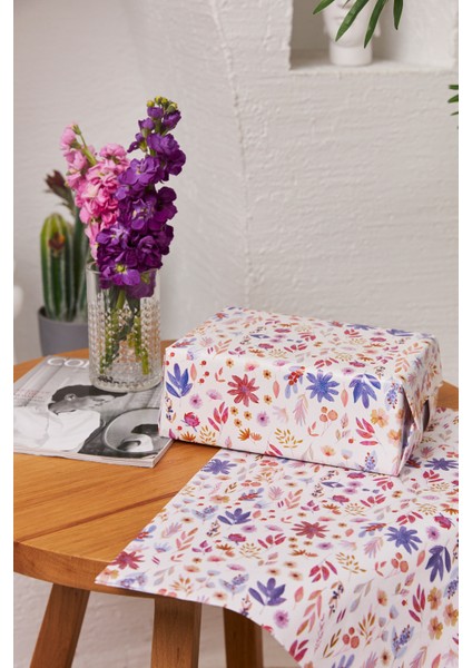Hediye Paketleme Kağıdı Yetişkin Eşya Paketleme 50 Adet Özel Yaz Gülleri Baskılı Pelur 48 x 68 cm