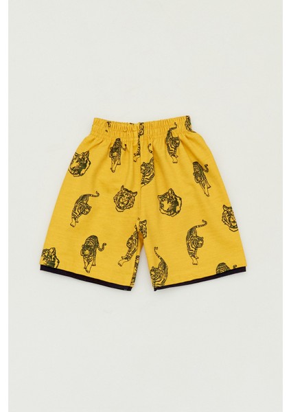 Kaplan Baskılı Beli Lastikli Erkek Çocuk Şort