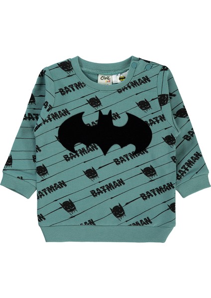 Batman Erkek Bebek Sweatshirt 6-18 Ay Pastel Yeşil