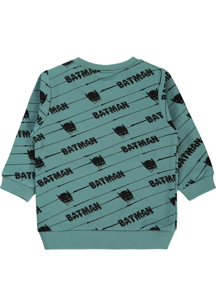 Batman Erkek Bebek Sweatshirt 6-18 Ay Pastel Yeşil