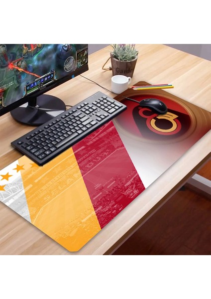 Sonictouch Ultragrand Derin Gs Taraftar Temalı Dikişsiz Xxl Gaming Oyuncu Sarı Kırmızı Klavye Mouse Pad 40X90CM