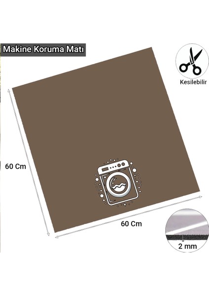 Valerine Life Çamaşır Kurutma Makinesi Örtüsü Matı Kaymaz Sıvı Geçirmez Koruyucu Yıkanır Ped 60X60CM