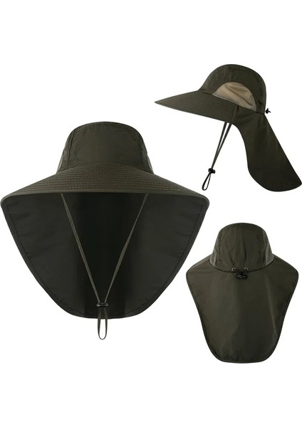 Erkek Büyük Geniş Kenarlı Kova Şapka Açık Su Geçirmez Güneş Şapkası Yürüyüş Şapkası Balıkçı Şapkası (Yurt Dışından)