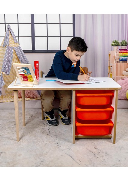 3 Çekmeceli Oyun, Aktivite, Etkinlik Masası, Beyaz-Gri, 18mm Mdf fiyatları