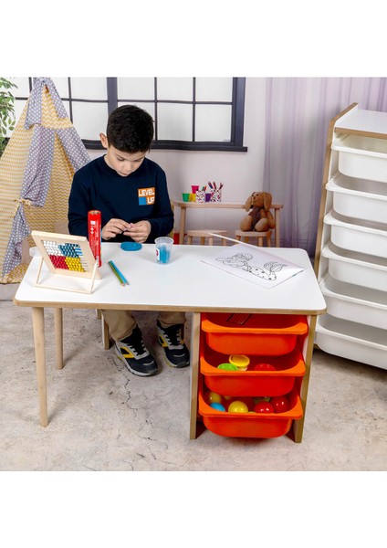 3 Çekmeceli Oyun, Aktivite, Etkinlik Masası, Beyaz-Gri, 18mm Mdf modelleri