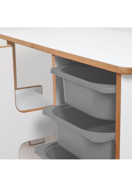3 Çekmeceli Oyun, Aktivite, Etkinlik Masası, Beyaz-Gri, 18mm Mdf indirimleri
