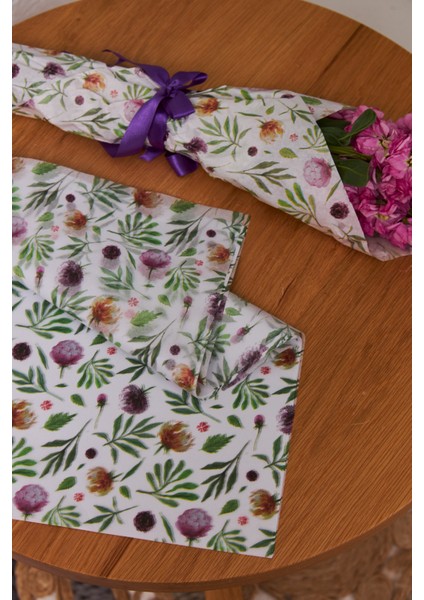 Hediye Paketleme Kağıdı: 10 Adet Yüksek Kaliteli Bahar Çiçekleri Baskılı Pelur 17GR. Pelur Kağıtlarımızla Şık Hediyeler Hazırlayın 24*34CM