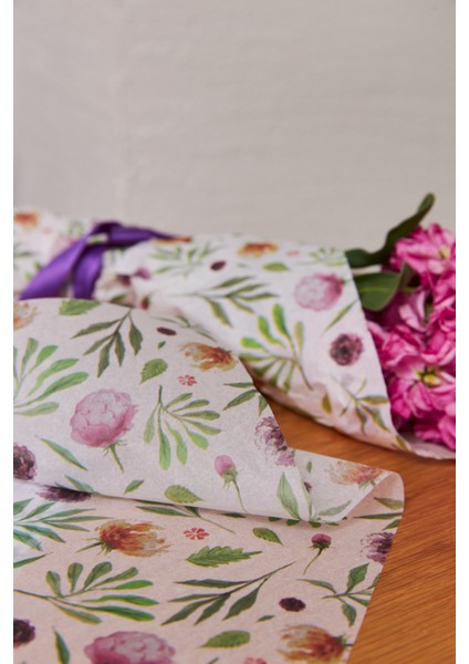 Hediye Paketleme Kağıdı: 10 Adet Yüksek Kaliteli Bahar Çiçekleri Baskılı Pelur 17GR. Pelur Kağıtlarımızla Şık Hediyeler Hazırlayın 24*34CM