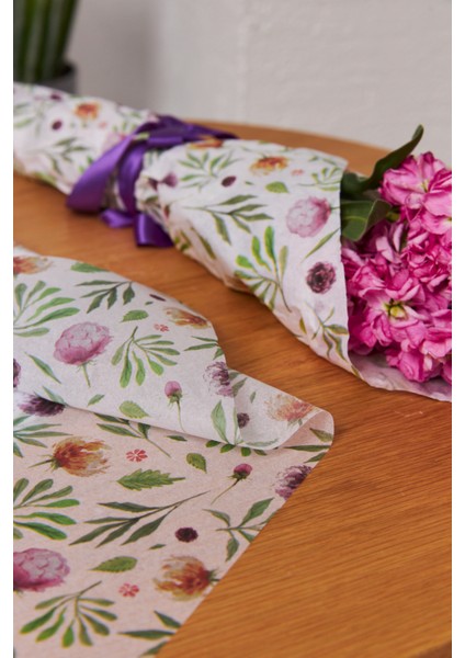 Hediye Paketleme Kağıdı: 10 Adet Yüksek Kaliteli Bahar Çiçekleri Baskılı Pelur 17GR. Pelur Kağıtlarımızla Şık Hediyeler Hazırlayın 24*34CM