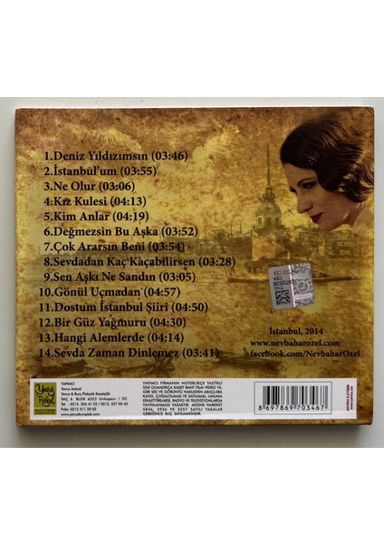 Nevbahar Özel Istanbul'un Hatırına CD (Orjnal Dönem Baskı Cd)