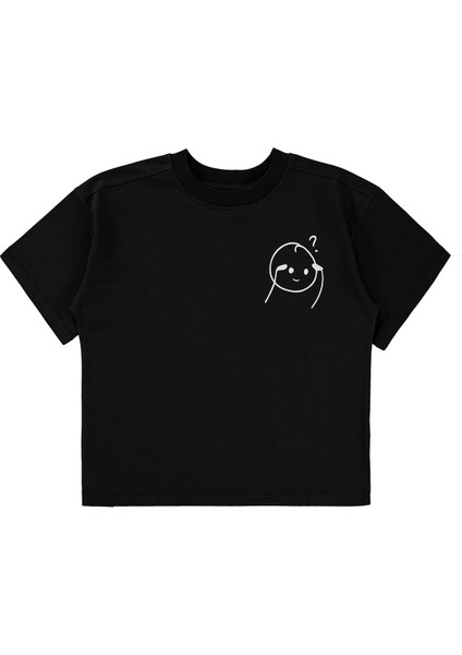 Oversize Çocuk Tişört 10-13 Yaş Siyah