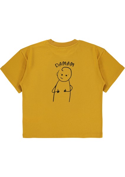 Oversize Çocuk Tişört 6-9 Yaş Hardal fiyatları