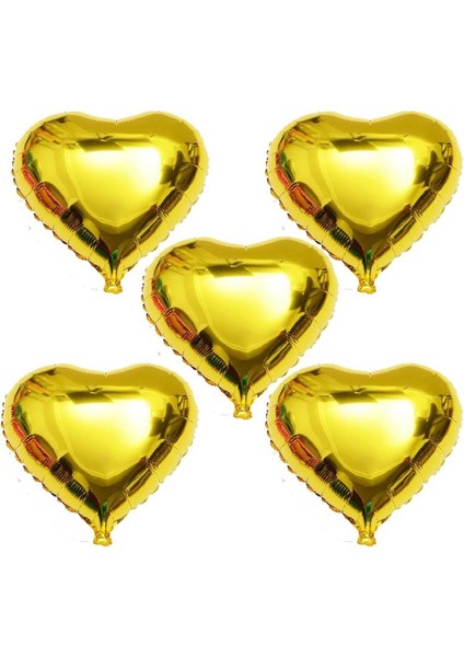 10 Inç Mini Kalp Folyo Balon Gold 5 Adet