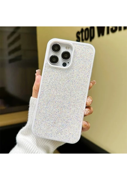 Apple iPhone 12 Pro Uyumlu Kılıf Zebana Star Glitter Silikon Kılıf Beyaz