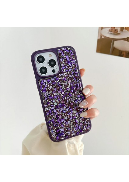 Apple iPhone 15 Pro Max Uyumlu Kılıf Zebana Pırlanta Silikon Kılıf Derin Mor