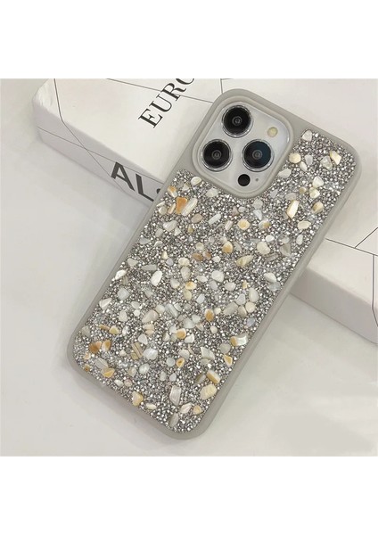 Apple iPhone 15 Pro Max Uyumlu Kılıf Zebana Pırlanta Silikon Kılıf Gri