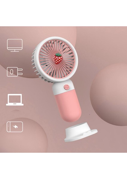 Çilek Görünümlü, USB Şarjlı, Taşınabilir, Şarj Edilebilir Vantilatör, Taşınabilir, Seyahat Için