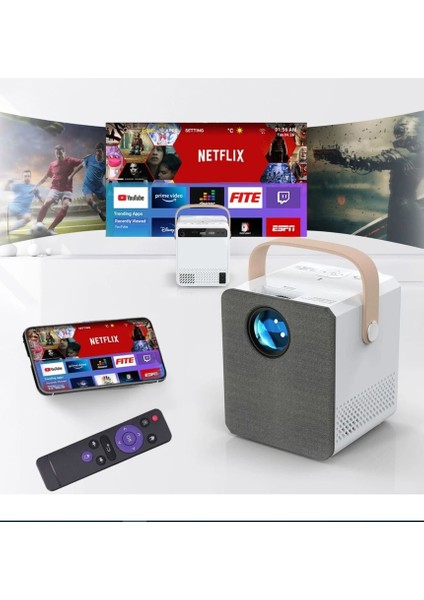 Android 4K Destekli LCD LED Projeksiyon Cihazı