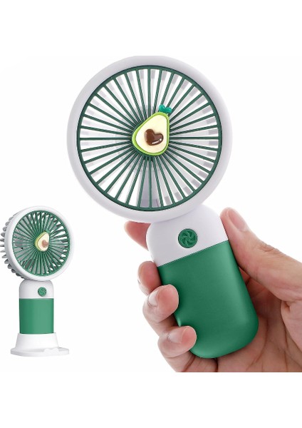 Sevimli Meyve Tasarımlı El Fanı Taşınabilir, Çocuklar Için Şarj Edilebilir Fan (Avokado Yeşili)