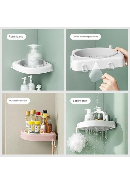 Evde Yumruksuz Dönen Banyo Rafı, Mutfak Banyo Duvar Depolama Rafı (Yurt Dışından) fırsatları