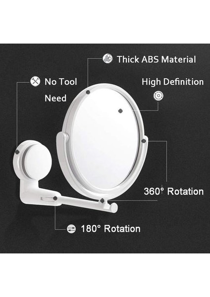 Katlanır Makyaj Aynası Duvara Montaj Matkap Olmadan Vanity Ayna Döner Banyo Aynası Emme Katlanır Kol Uzatma Tıraş Aynaları | Banyo Aynaları (Yurt Dışından)