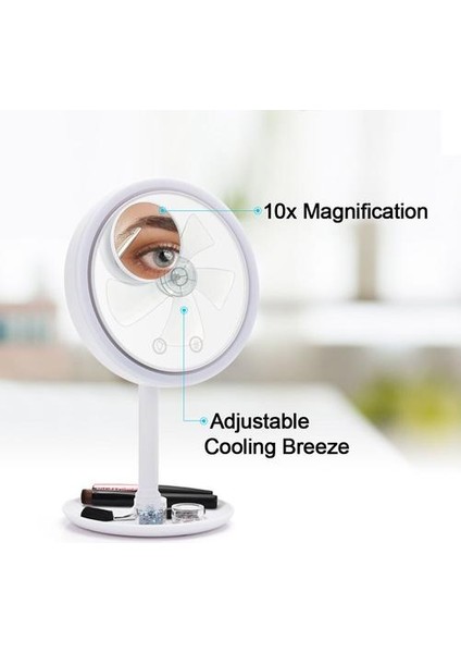 Vanity Ayna Fan 3 In 1 LED Mirrormagnifiing Ayna Yapmak 180 Derece Rotasyon Ayrılabilir Masa Aynası Ev Seyahati | Banyo Aynaları (Yurt Dışından)