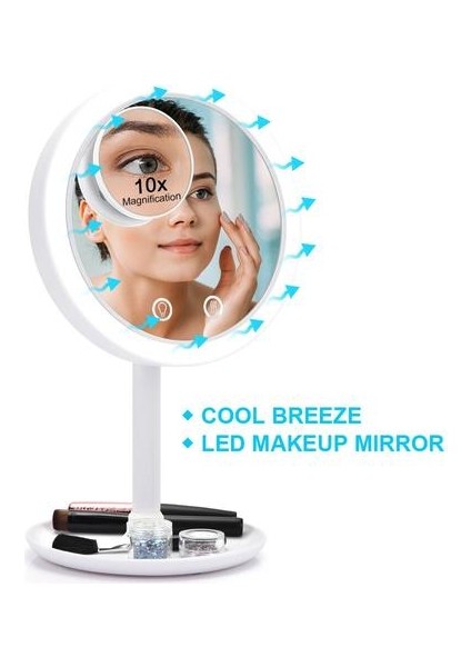 Vanity Ayna Fan 3 In 1 LED Mirrormagnifiing Ayna Yapmak 180 Derece Rotasyon Ayrılabilir Masa Aynası Ev Seyahati | Banyo Aynaları (Yurt Dışından)