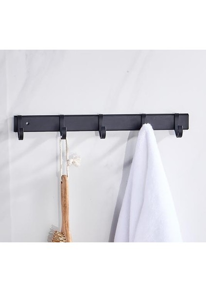Havlu Kanca Punch Ücretsiz Siyah Alüminyum Kapı Duvar Montaj Banyo Kanatlı Askısı Banyo Mutfak Donanım | Robe Hooks (Yurt Dışından)