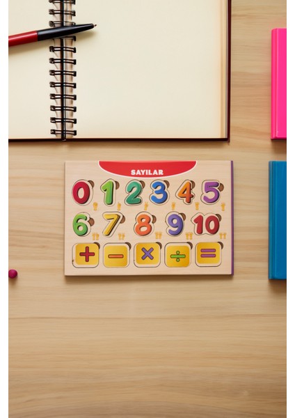 Sayılarla Işlemler Puzzle Eğitici Ahşap Bul Tak Yapboz