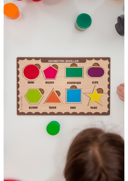 Ahşap Bul Tak Yapboz Geometrik Şekilleri Öğreniyorum Puzzle