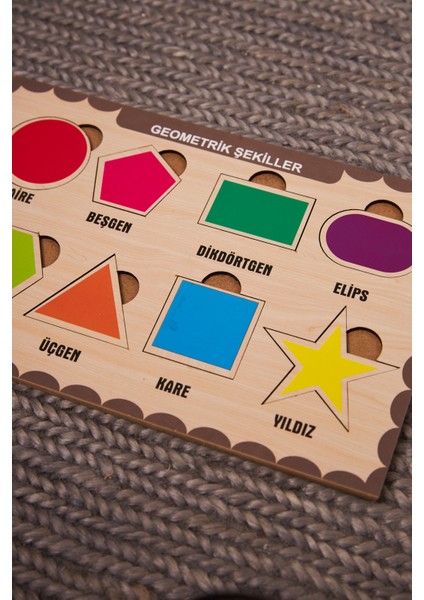 Ahşap Bul Tak Yapboz Geometrik Şekilleri Öğreniyorum Puzzle