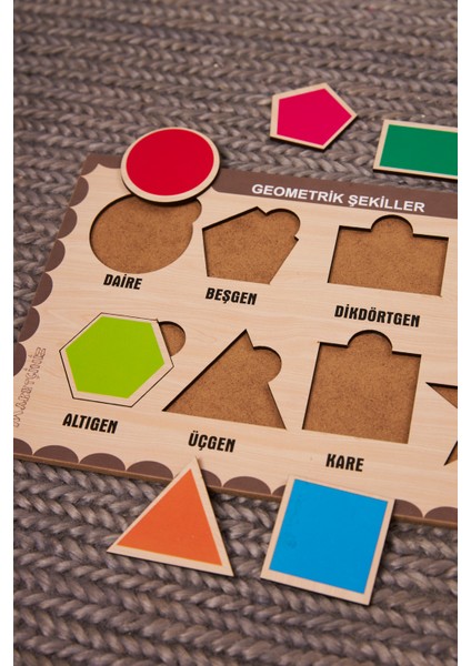 Ahşap Bul Tak Yapboz Geometrik Şekilleri Öğreniyorum Puzzle