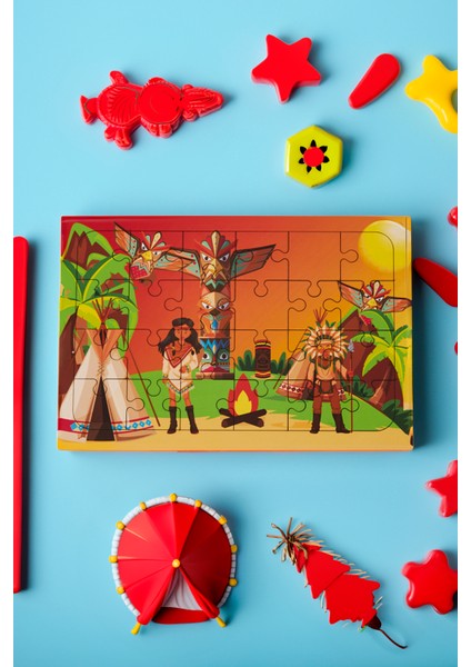 Ahşap 24'Lü Yapboz Kızılderili Puzzle