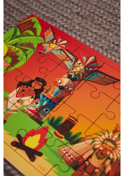 Ahşap 24'Lü Yapboz Kızılderili Puzzle