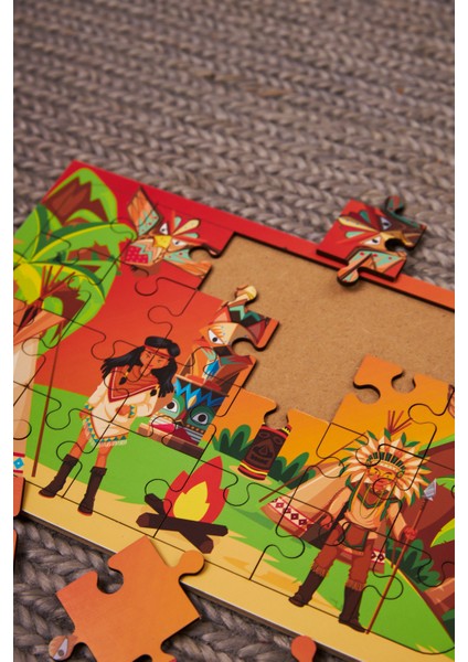 Ahşap 24'Lü Yapboz Kızılderili Puzzle