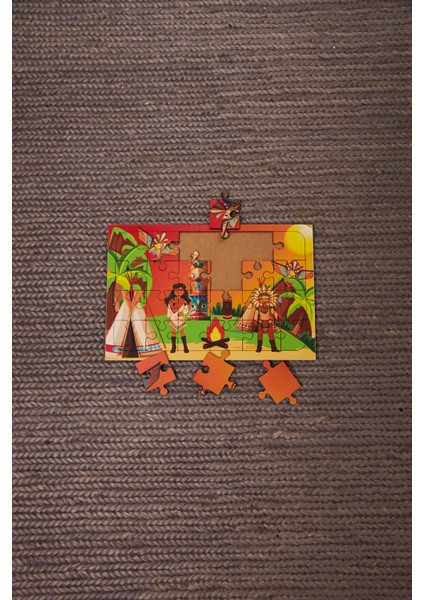 Ahşap 24'Lü Yapboz Kızılderili Puzzle