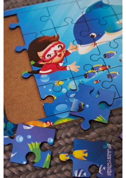 Ahşap 24'Lü Yapboz Dalgıç Puzzle