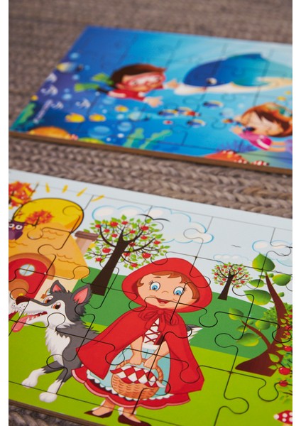 Okul Öncesi Başlangıç Yapboz Kırmızı Başlıklı Kız Ve Dalgıç Ahşap Puzzle Set