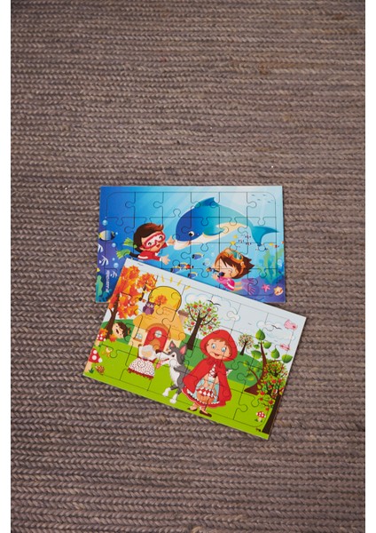 Okul Öncesi Başlangıç Yapboz Kırmızı Başlıklı Kız Ve Dalgıç Ahşap Puzzle Set