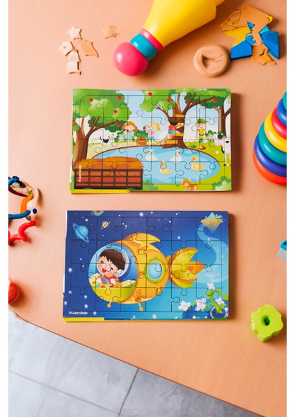 Okul Öncesi Başlangıç Yapboz Piknik Ve Uzaya Yolculuk Ahşap Puzzle Set