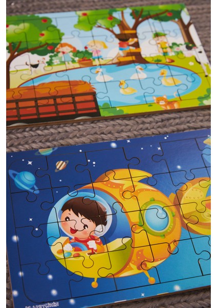 Okul Öncesi Başlangıç Yapboz Piknik Ve Uzaya Yolculuk Ahşap Puzzle Set