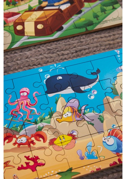 Okul Öncesi Başlangıç Yapboz Lunapark Maceram Ve Sevimli Okyanus Ahşap Puzzle Set