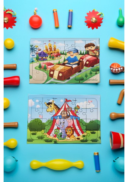 Okul Öncesi Başlangıç Yapboz Lunapark Maceram Ve Sirk Ahşap Puzzle Set