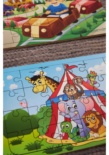 Okul Öncesi Başlangıç Yapboz Lunapark Maceram Ve Sirk Ahşap Puzzle Set