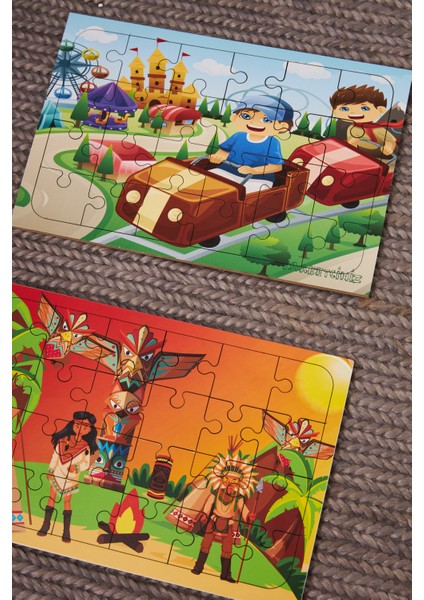 Okul Öncesi Başlangıç Yapboz Lunapark Maceram Ve Kızılderili Ahşap Puzzle Set