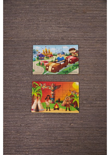 Okul Öncesi Başlangıç Yapboz Lunapark Maceram Ve Kızılderili Ahşap Puzzle Set